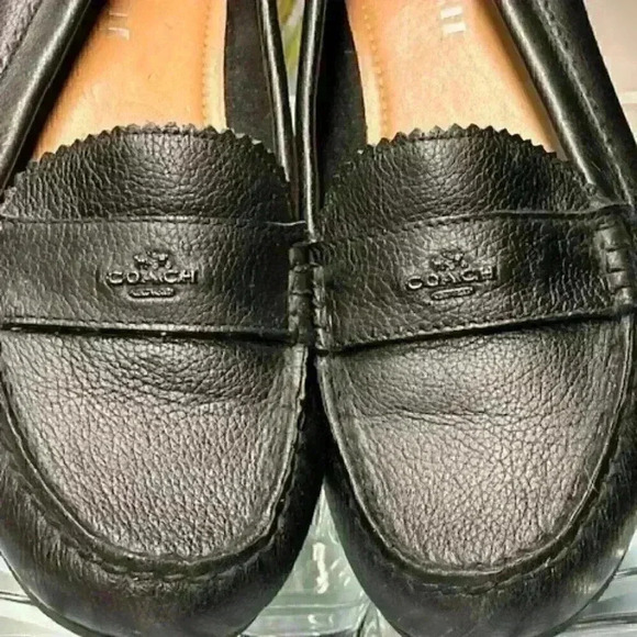 Coach Black Pebbled Leather Driving Loafer Flat Size 10 B - Picture 2 of 9